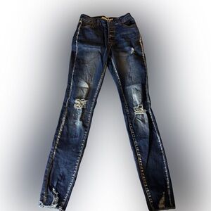 Stylish Blue Distressed Women Jeans